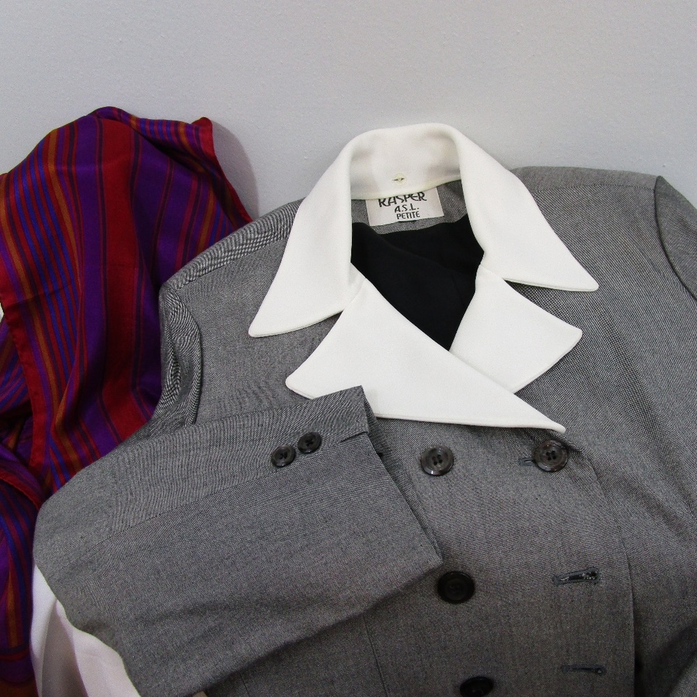 Vintage 80's Kasper Rayon Gray Career Suit